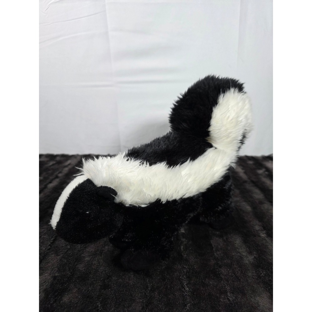 Wild Republic Skunk Plush Stuffed Animal Black White Shaggy Fur Standing Toy